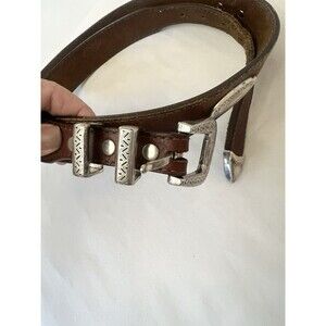 Brighton Belt Brown Leather Western Silver Concho  Accents 38 39107 USA Made L